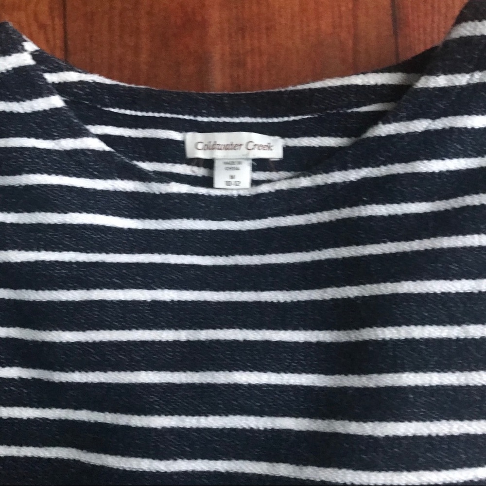 Coldwater Creek Navy Striped Long Sleeve Top - Picture 9 of 10